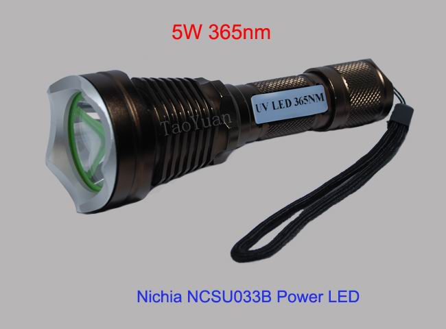 LED tactical flashlight UV 365nm 5W